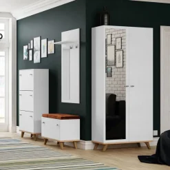 Scarpiera 60x130h cm 3 ante bianco rovere Clea