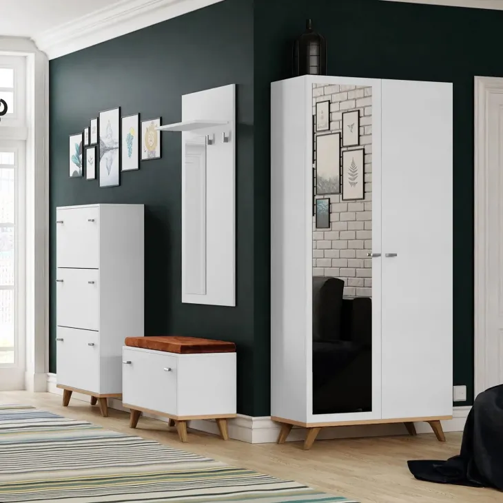 Scarpiera 60x130h cm 3 ante bianco rovere Clea