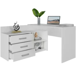 Scrivania angolare ufficio 120x120cm con cassettiera bianco Genius