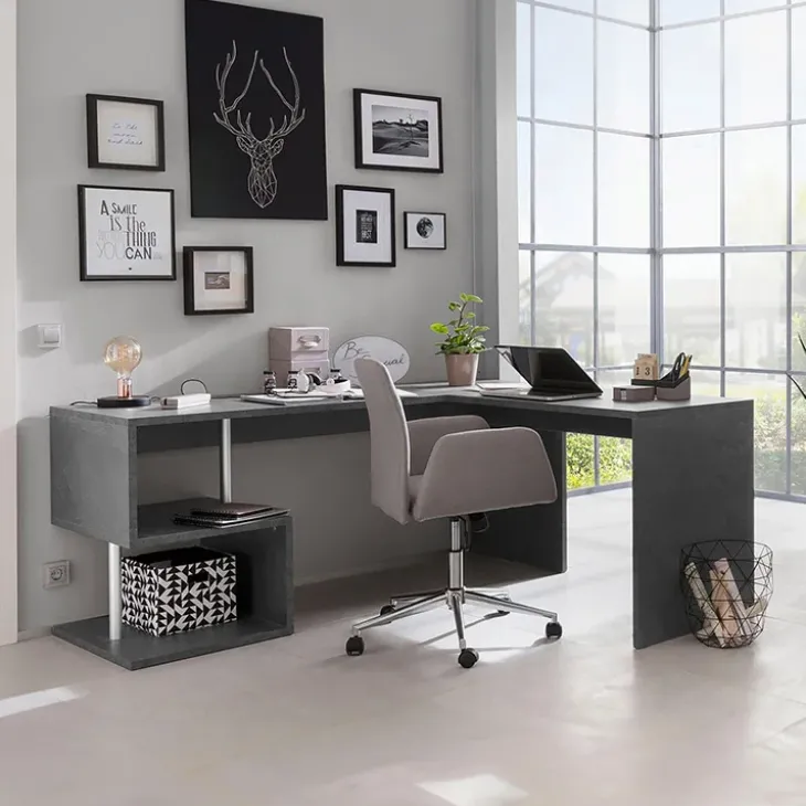 Scrivania angolare ufficio 180x60cm antracite ErgoDesk