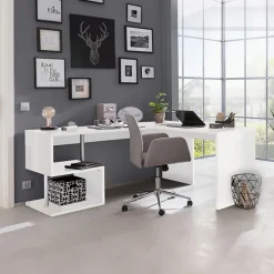 Scrivania angolare ufficio 180x60cm bianco lucido ErgoDesk