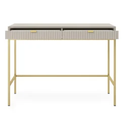Scrivania consolle ingresso 104x77cm 2 cassetti moderna beige oro Alisa