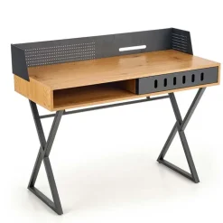 Scrivania consolle ingresso 110x51cm rovere nero metallo Toler