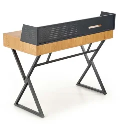 Scrivania consolle ingresso 110x51cm rovere nero metallo Toler