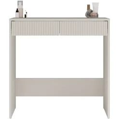 Scrivania scrittoio consolle 81x50cm 2 cassetti cannettato beige cashmere Purpuri