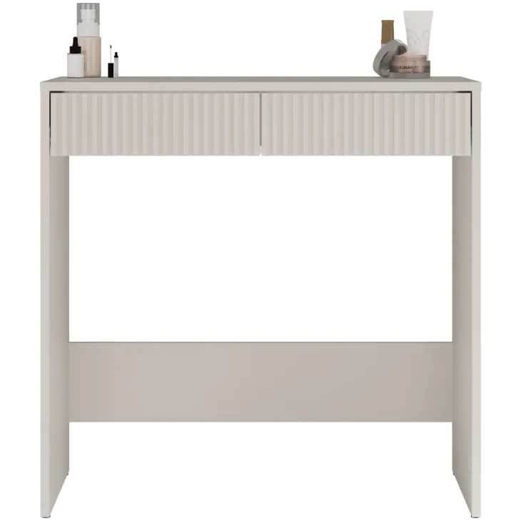 Scrivania scrittoio consolle 81x50cm 2 cassetti cannettato beige cashmere Purpuri