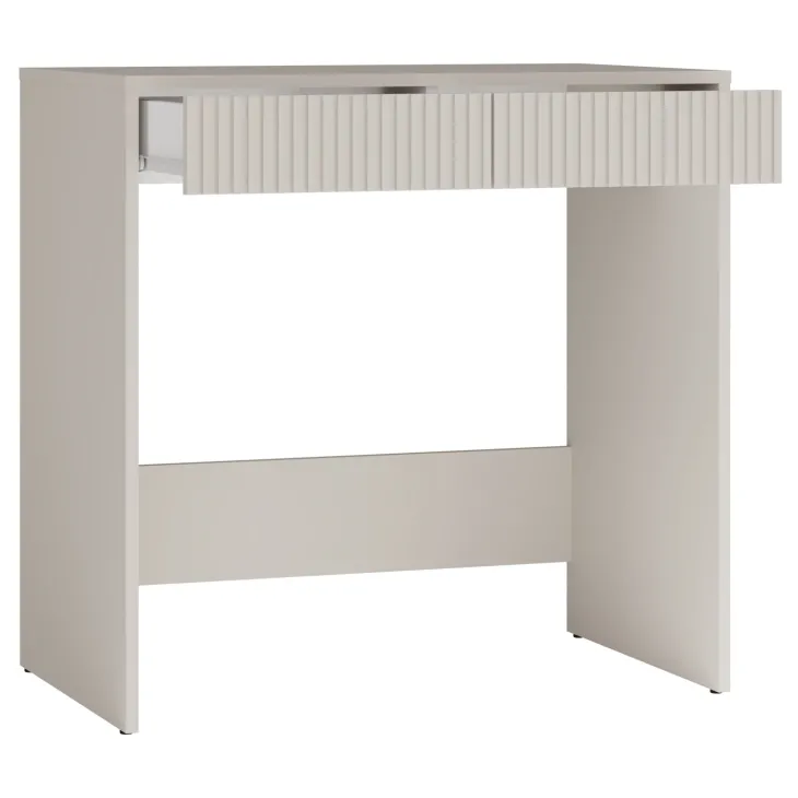 Scrivania scrittoio consolle 81x50cm 2 cassetti cannettato beige cashmere Purpuri