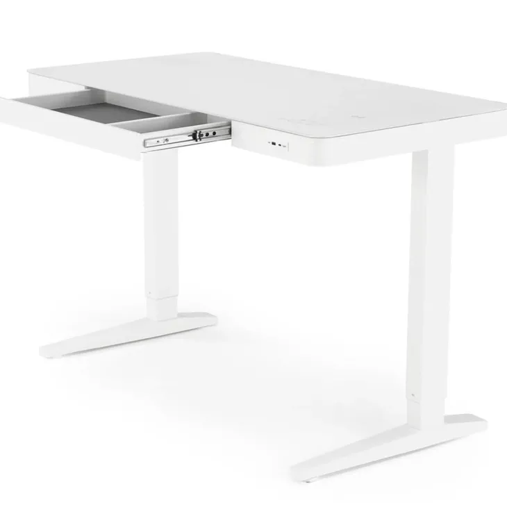 Scrivania touchscreen 120x60cm altezza regolabile ricarica wireless e USB bianco Prisma