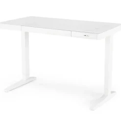 Scrivania touchscreen 120x60cm altezza regolabile ricarica wireless e USB bianco Prisma