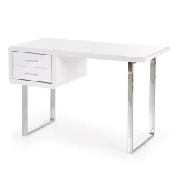Scrivania ufficio con cassetti 120x55cm bianco laccato lucido Croset