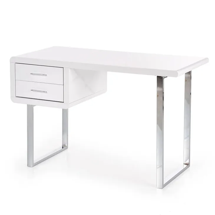 Scrivania ufficio con cassetti 120x55cm bianco laccato lucido Croset
