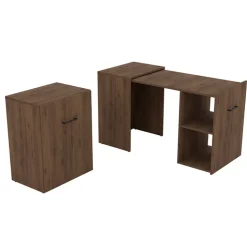 Scrivania ufficio moderna 132x60cm salvaspazio richiudibile rovere scuro Rocky
