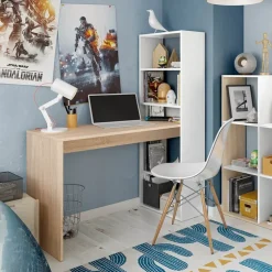 Scrivania ufficio salvaspazio moderna 120x53cm rovere bianco Jolie