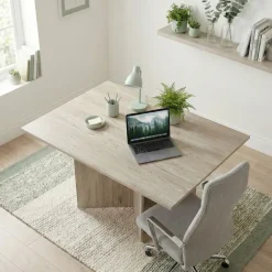 Scrivania ufficio salvaspazio moderna 120x89cm rovere Time M
