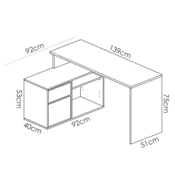 Scrivania ufficio salvaspazio moderna 230x51cm bianco opaco Teddy