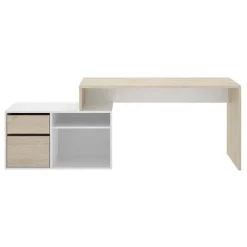 Scrivania ufficio salvaspazio 230x51cm rovere bianco Teddy