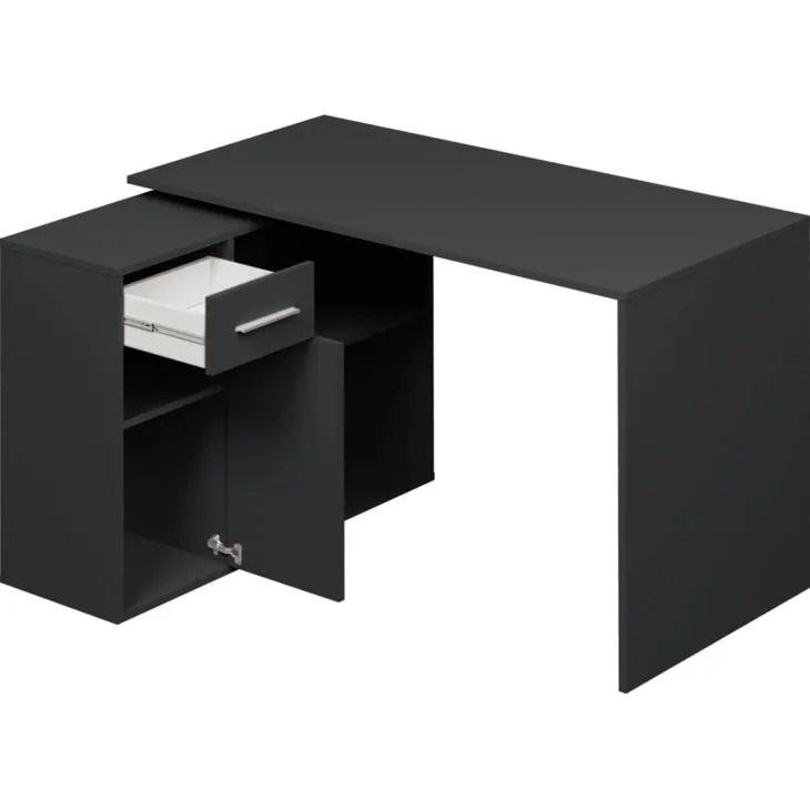 Scrivania ufficio 120x92cm angolare multiposizione nero Elisa