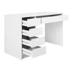 Scrivania ufficio 120x55cm 5 cassetti bianco opaco Blackpool