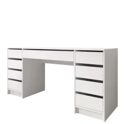 Scrivania ufficio 154x55cm 9 cassetti bianco opaco Blackpool