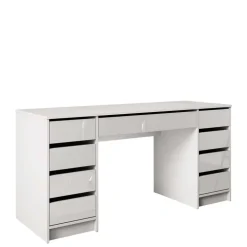 Scrivania ufficio 154x55cm 9 cassetti bianco lucido Blackpool