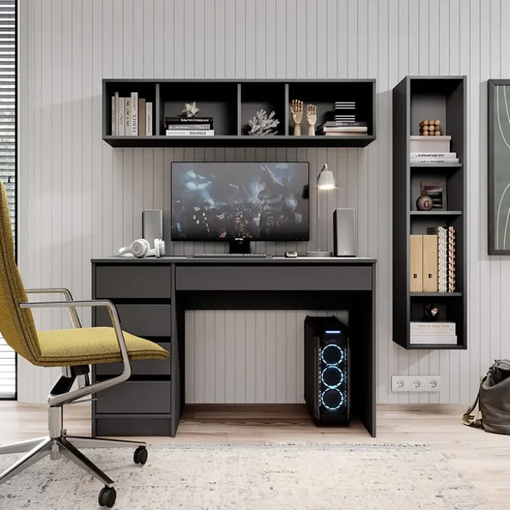Scrivania ufficio 120x55cm con cassetti grigia Lorella