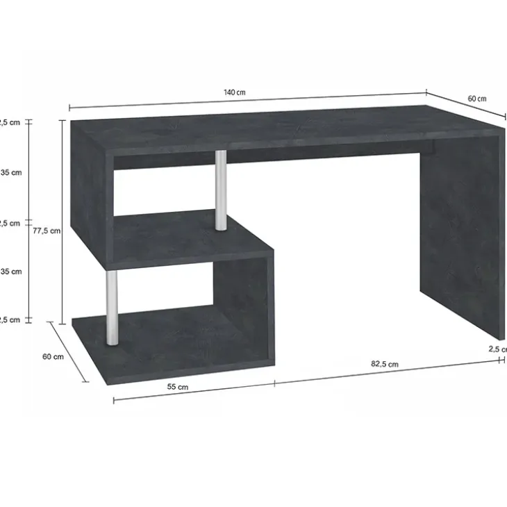 Scrivania ufficio 140x60cm nero opaco ErgoDesk