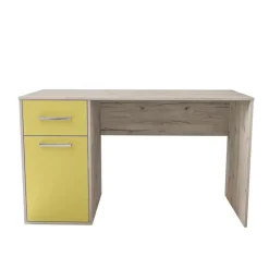 Scrivania 130x60 cm 1 anta 1 cassetto bianco frassinato giallo Bra