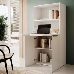 Scrivania 70x35cm a scomparsa salvaspazio bianco lucido Pinko