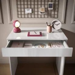 Scrivania 78x50cm 1 cassetto bianco lucido Jobby