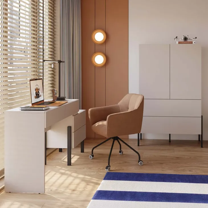 Scrivania 143x40cm con cassetti beige cashmere Simple