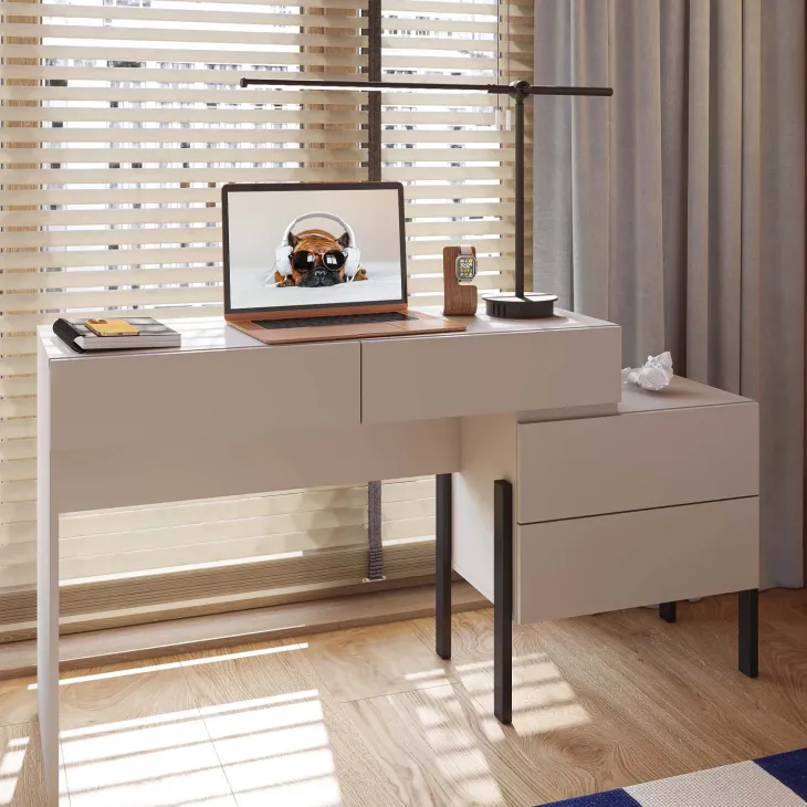 Scrivania 143x40cm con cassetti beige cashmere Simple