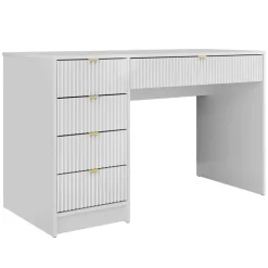Scrivania 120x55cm con 5 cassetti cannettata bianco Athena