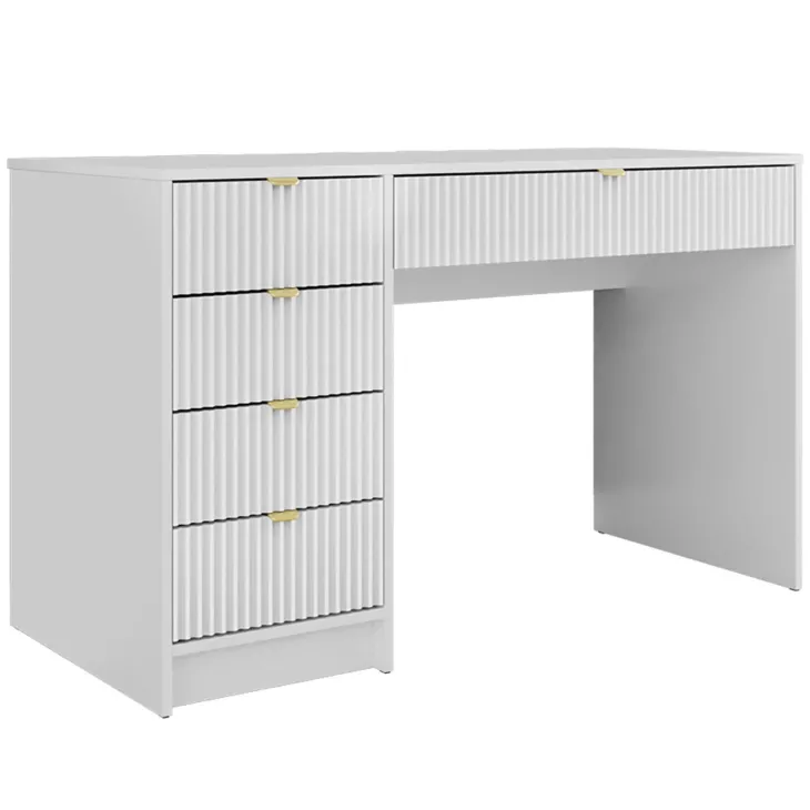 Scrivania 120x55cm con 5 cassetti cannettata bianco Athena