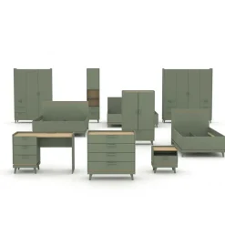 Scrivania 120x50cm con 3 cassetti verde salvia Yu