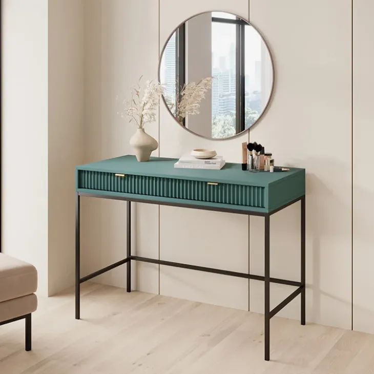 Scrivania 104x77cm consolle ingresso 2 cassetti moderna verde Alisa