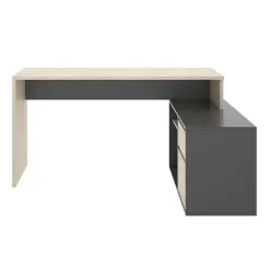 Scrivania 139x92cm ufficio angolare moderna rovere grafite Teddy