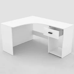 Scrivania 155x125cm ufficio angolare salvaspazio bianco William
