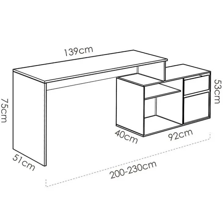 Scrivania 139x92cm ufficio angolare moderna bianco opaco Teddy