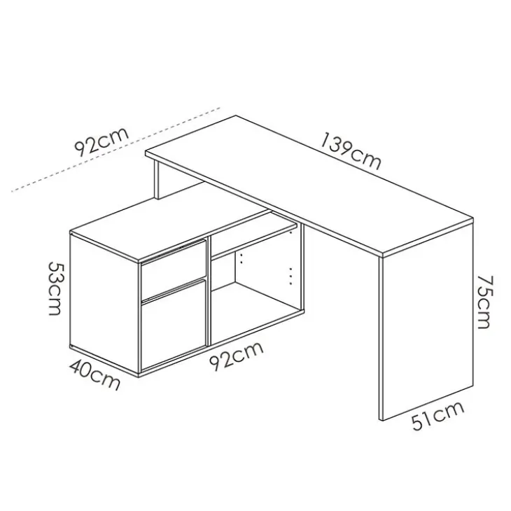 Scrivania 139x92cm ufficio angolare moderna bianco opaco Teddy