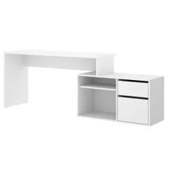 Scrivania 139x92cm ufficio angolare moderna bianco opaco Teddy