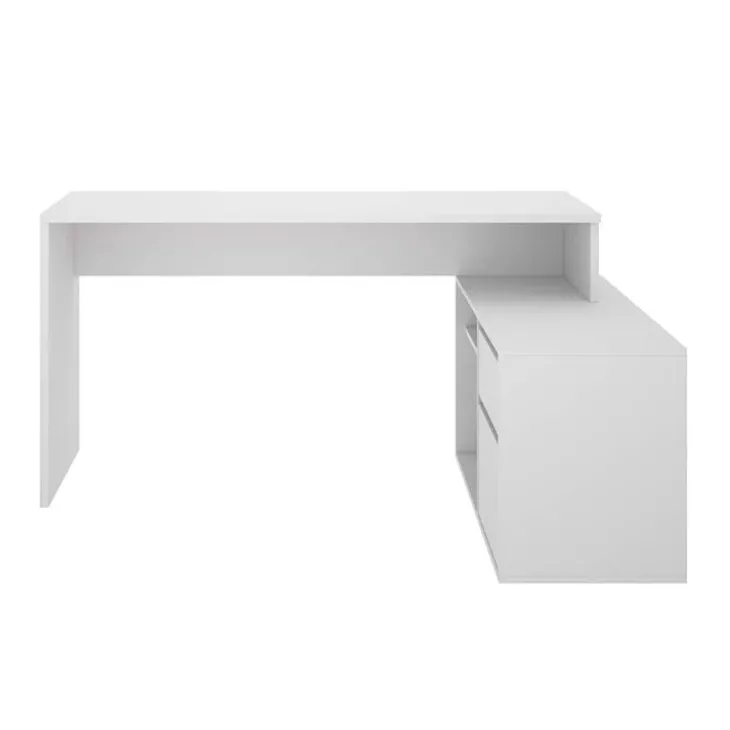 Scrivania 139x92cm ufficio angolare moderna bianco opaco Teddy