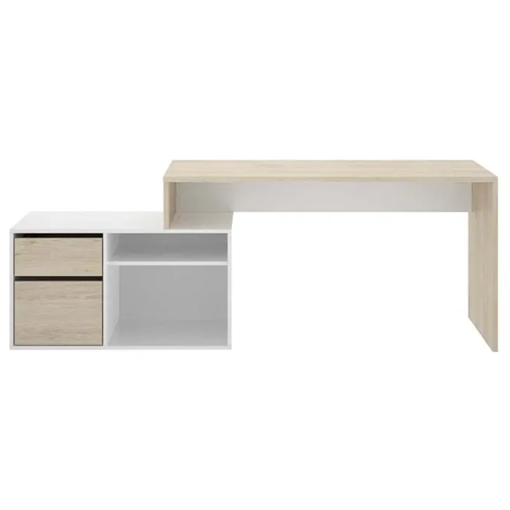 Scrivania 139x92cm ufficio angolare bianco rovere Teddy
