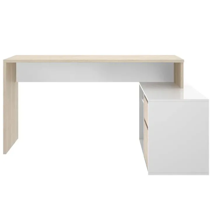 Scrivania 139x92cm ufficio angolare bianco rovere Teddy