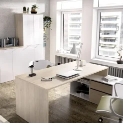 Scrivania 139x92cm ufficio angolare bianco rovere Teddy