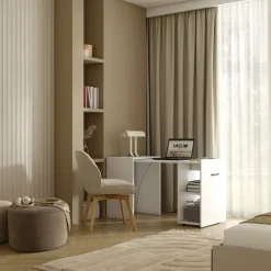 Scrivania 132x60cm ufficio moderna salvaspazio richiudibile bianco Rocky