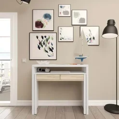Scrivania 99x66cm ufficio moderna bianco opaco rovere Adam Gihome®