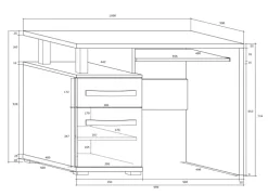 Scrivania 100x53cm ufficio salvaspazio bianco opaco e nero lucido Rosy
