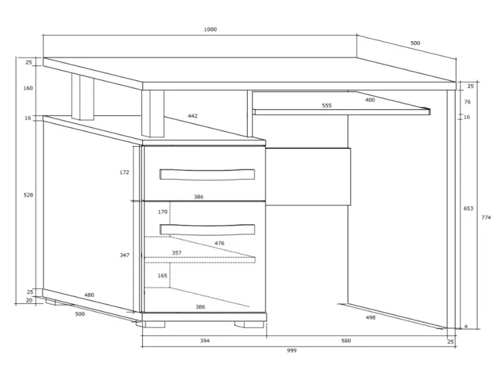 Scrivania 100x53cm ufficio salvaspazio bianco opaco e nero lucido Rosy
