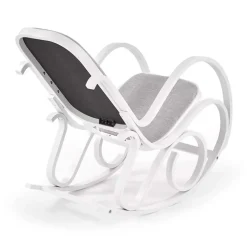 Sedia a dondolo in tessuto grigio legno bianco Hacchan