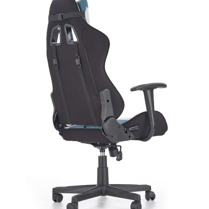 Sedia da gaming con ruote e braccioli da ufficio grigio turchese Amaranta